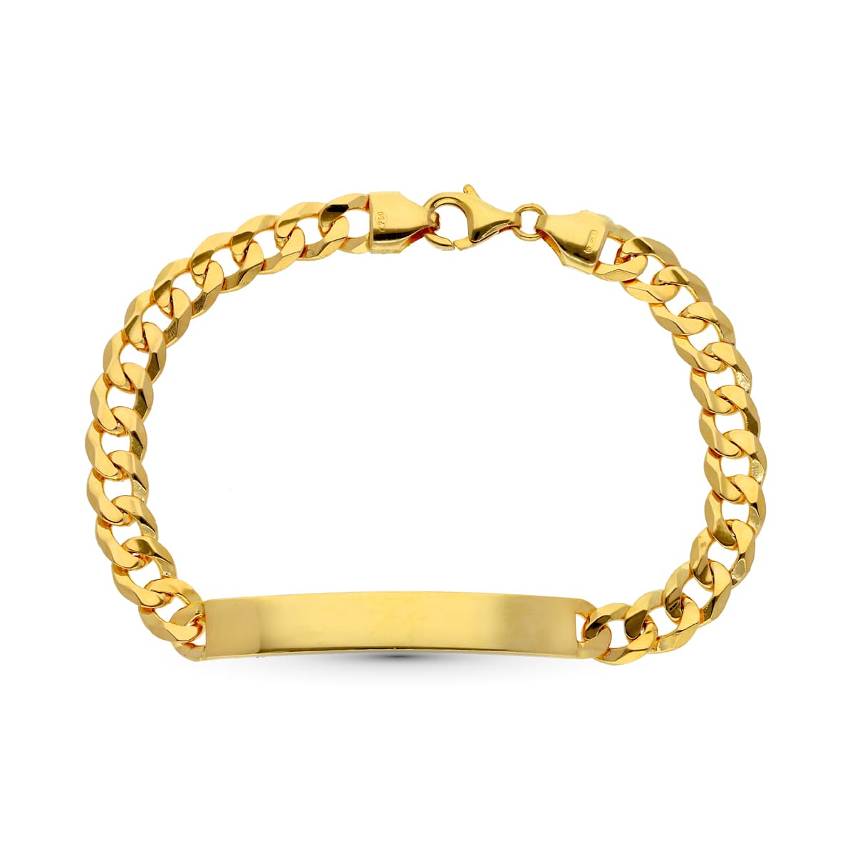 18K ESCLAVA ORO AMARILLO BARBADA MACIZA 21CM 7 MM 25