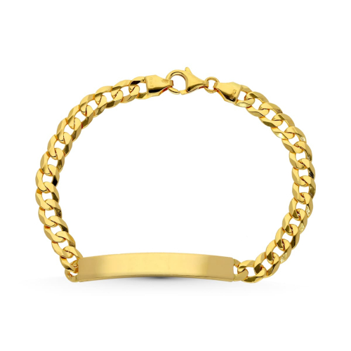 18K ESCLAVA ORO AMARILLO MACIZA BARBADA 21CM 6 MM 20