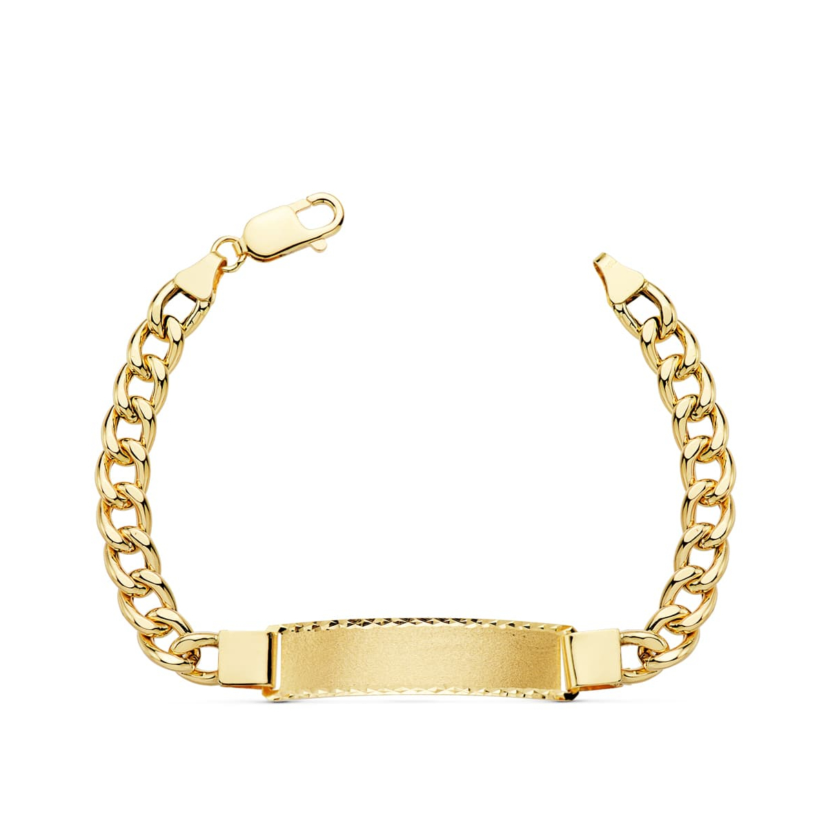 18K PULSERA ESCLAVA ORO AMARILLO BARBADA HUECA ANCHO: 7MM. LARGO: 21