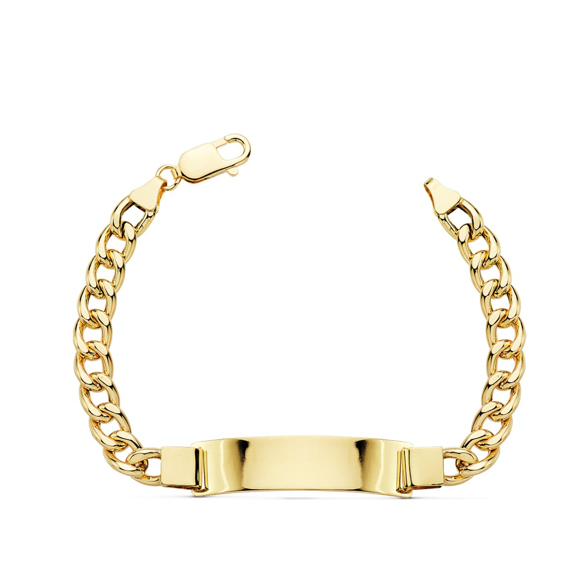 18K PULSERA ESCLAVA ORO AMARILLO BARBADA HUECA ANCHO: 7MM. LARGO: 21