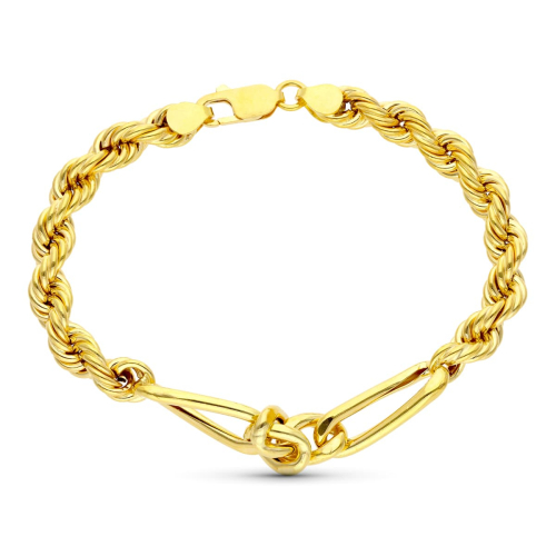 18K PULSERA ORO AMARILLO SALOMONICO ALTERNADO ESLABON CARTIER 20CM 6.5 MM 15,00gr