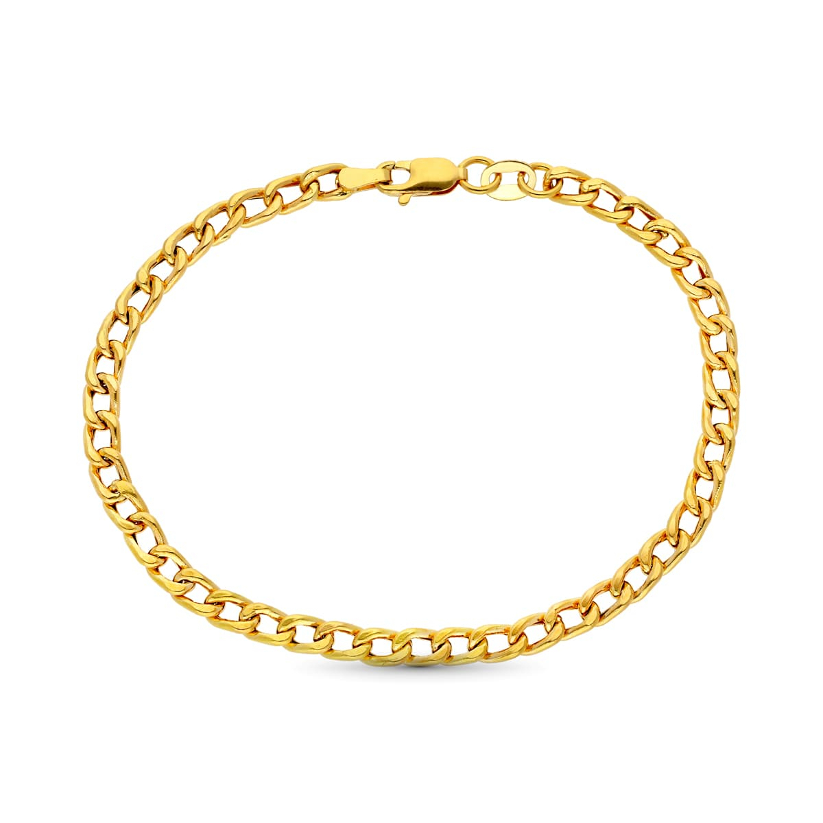 18K PULSERA ORO AMARILLO HUECA ESLABON BARBADO 18.5 CM 3 MM 5