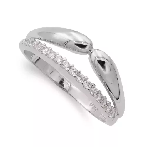 18K SORTIJA ORO BLANCO CON CIRCONITAS. ANCHO: 7