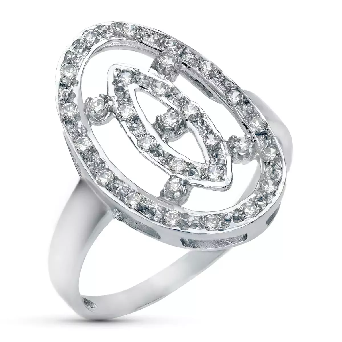 18K SORTIJA ORO BLANCO MOTIVO LANZADERA 21X14 MM CON CIRCONITAS. ANCHO: 21 MM 3