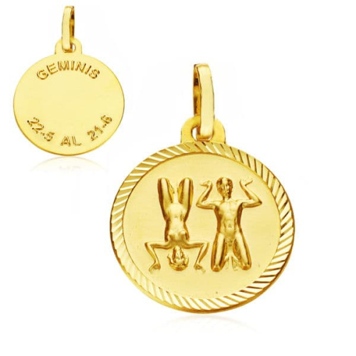 18K PLACA HOROSCOPO ORO AMARILLO GEMINIS 16 MM 1