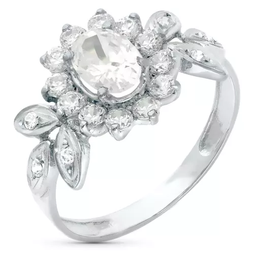 18K SORTIJA ORO BLANCO CUAJO Y HOJAS CON CIRCONITAS. ANCHO: 11 MM 3