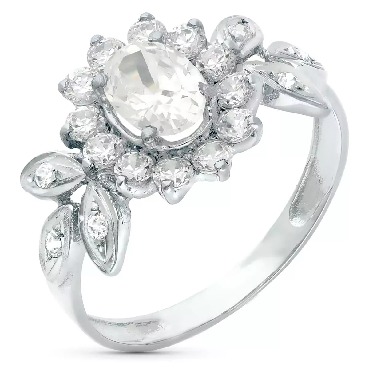 18K SORTIJA ORO BLANCO CUAJO Y HOJAS CON CIRCONITAS. ANCHO: 11 MM 3