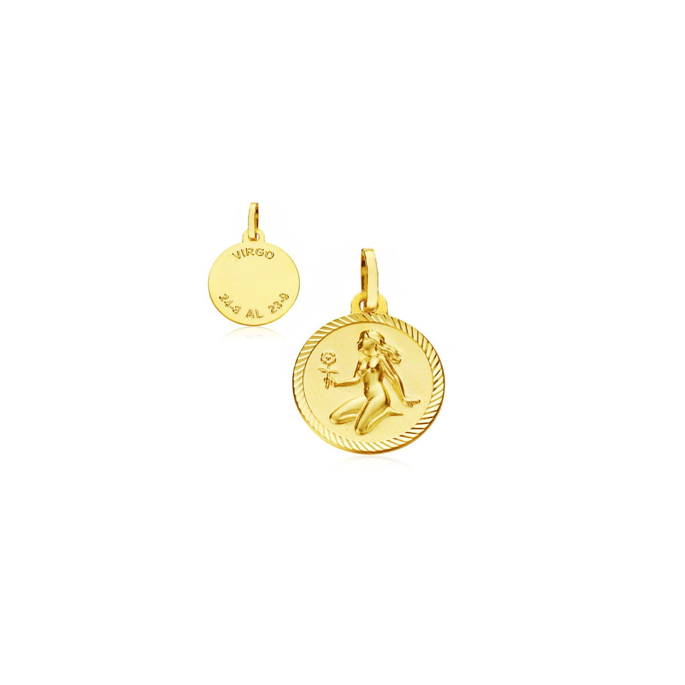 18K PLACA HOROSCOPO ORO AMARILLO VIRGO 16 MM 1