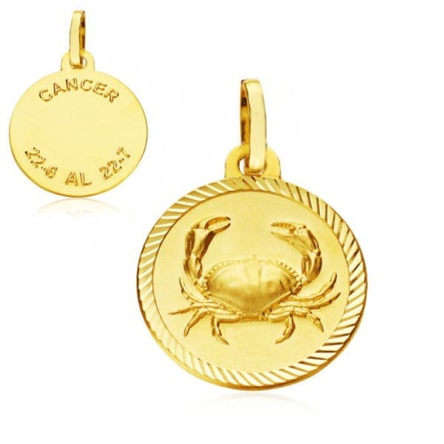 18K PLACA HOROSCOPO ORO AMARILLO CANCER 16 MM 1