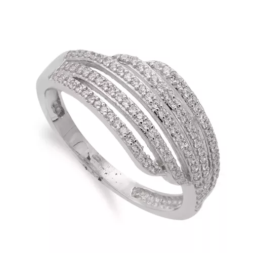 18K SORTIJA ORO BLANCO BANDAS CON CIRCONITAS. ANCHO: 7 MM 3