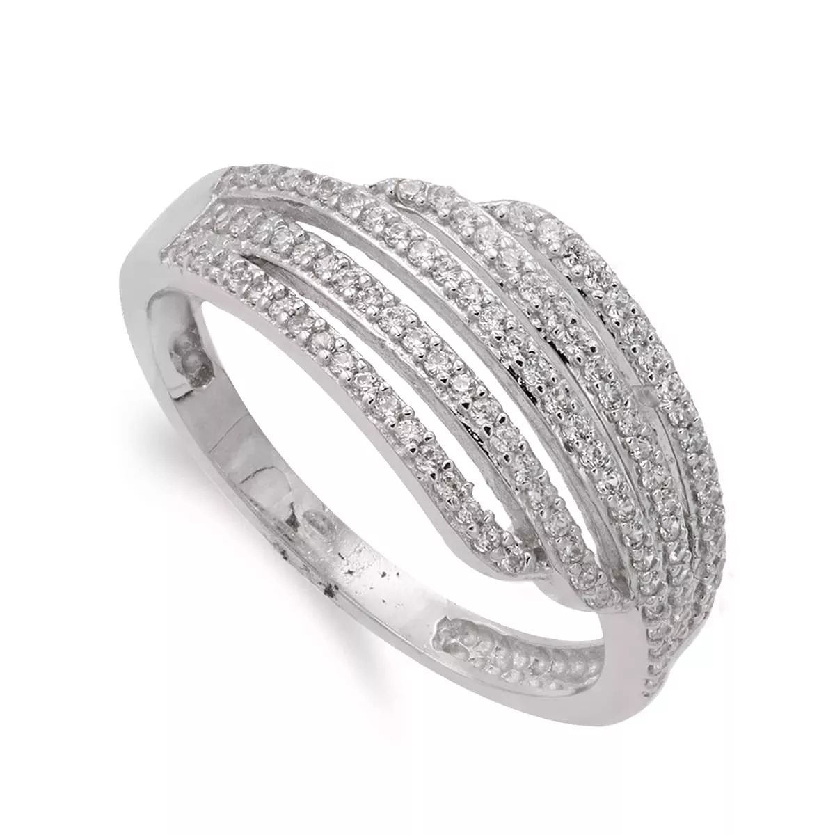 18K SORTIJA ORO BLANCO BANDAS CON CIRCONITAS. ANCHO: 7 MM 3