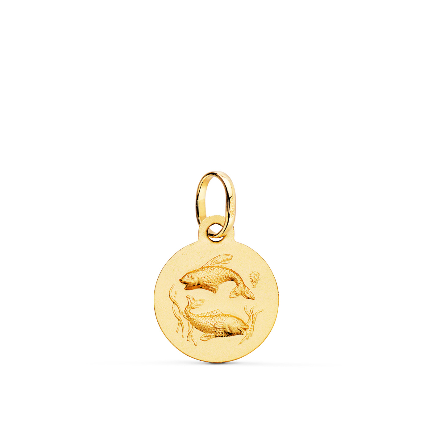 18K MEDALLA ORO AMARILLO HOROSCOPO ORO AMARILLO ORO AMARILLO PISCIS MATIZADA 13 MM 1