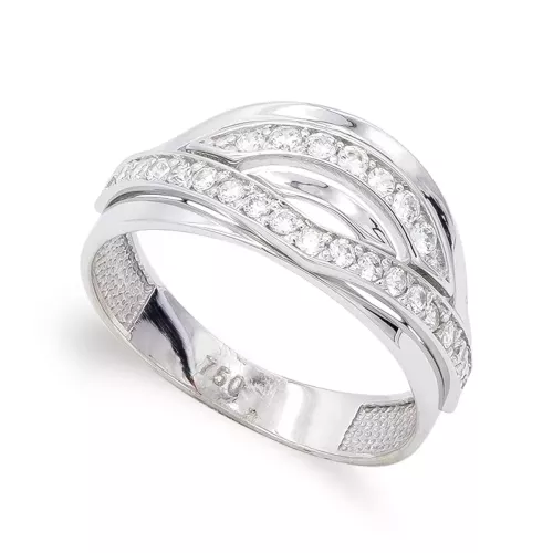 18K SORTIJA ORO BLANCO CALADA CON CIRCONITAS. ANCHO: 10 MM 3