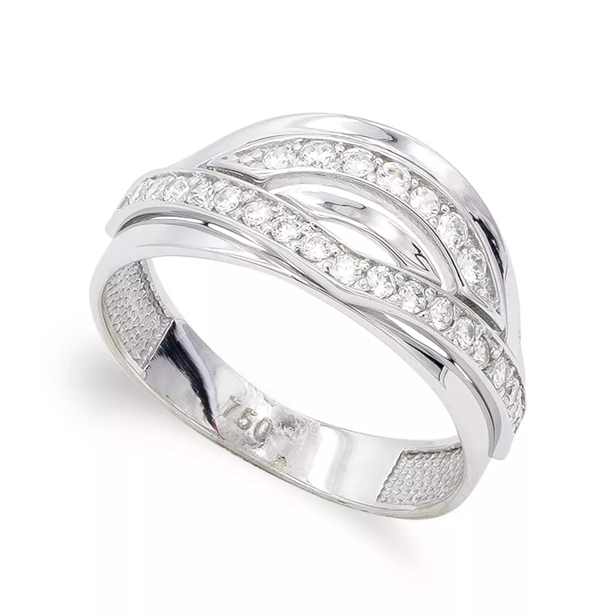 18K SORTIJA ORO BLANCO CALADA CON CIRCONITAS. ANCHO: 10 MM 3