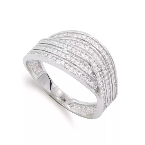 18K SORTIJA ORO BLANCO CON CIRCONITAS. ANCHO: 10