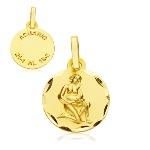 18K HOROSCOPO ORO AMARILLO 13 MM ACUARIO 1