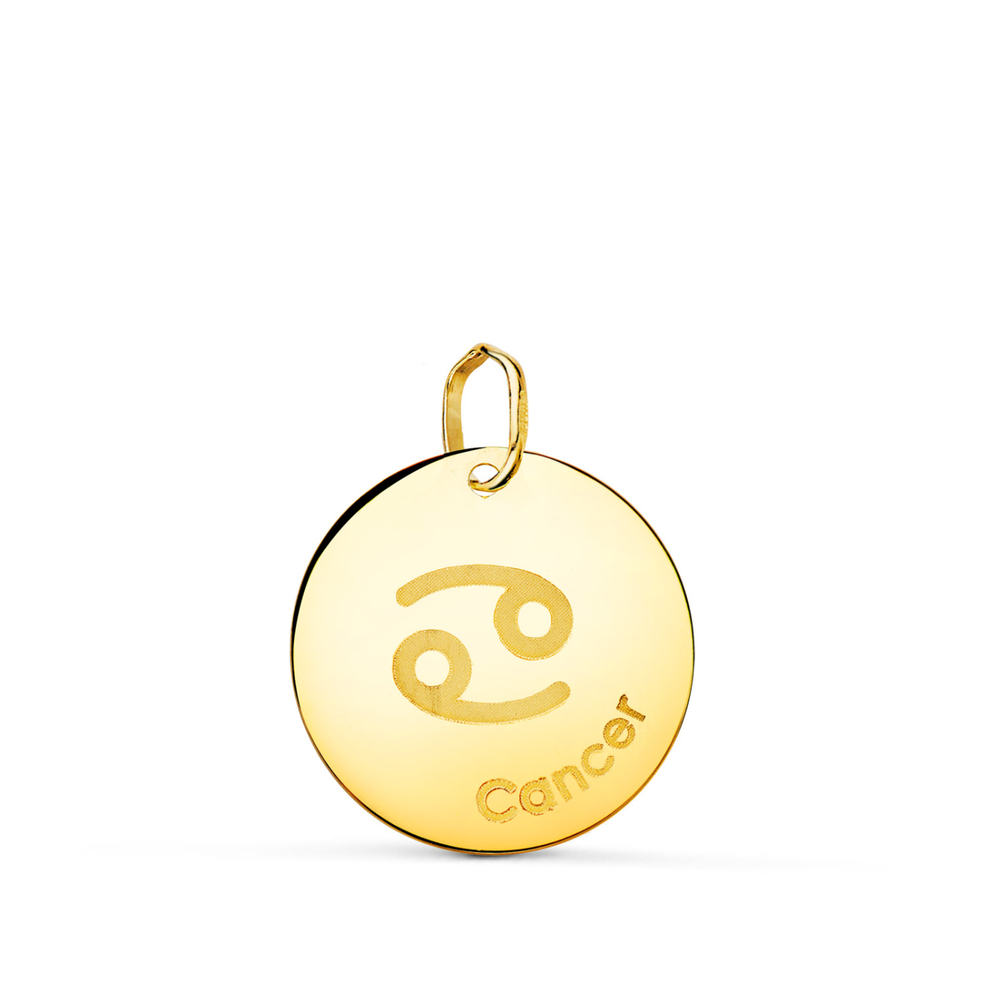 18K HOROSCOPO ORO AMARILLO CANCER EN FRANCES BRILLO 16 MM 0