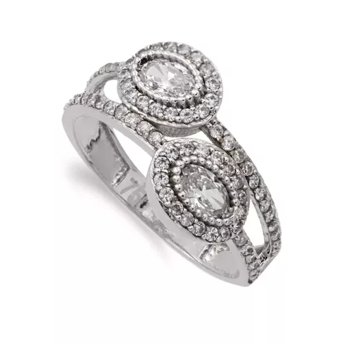 18K SORTIJA ORO BLANCO MOTIVOS OVALES CON CIRCONITAS. ANCHO: 10