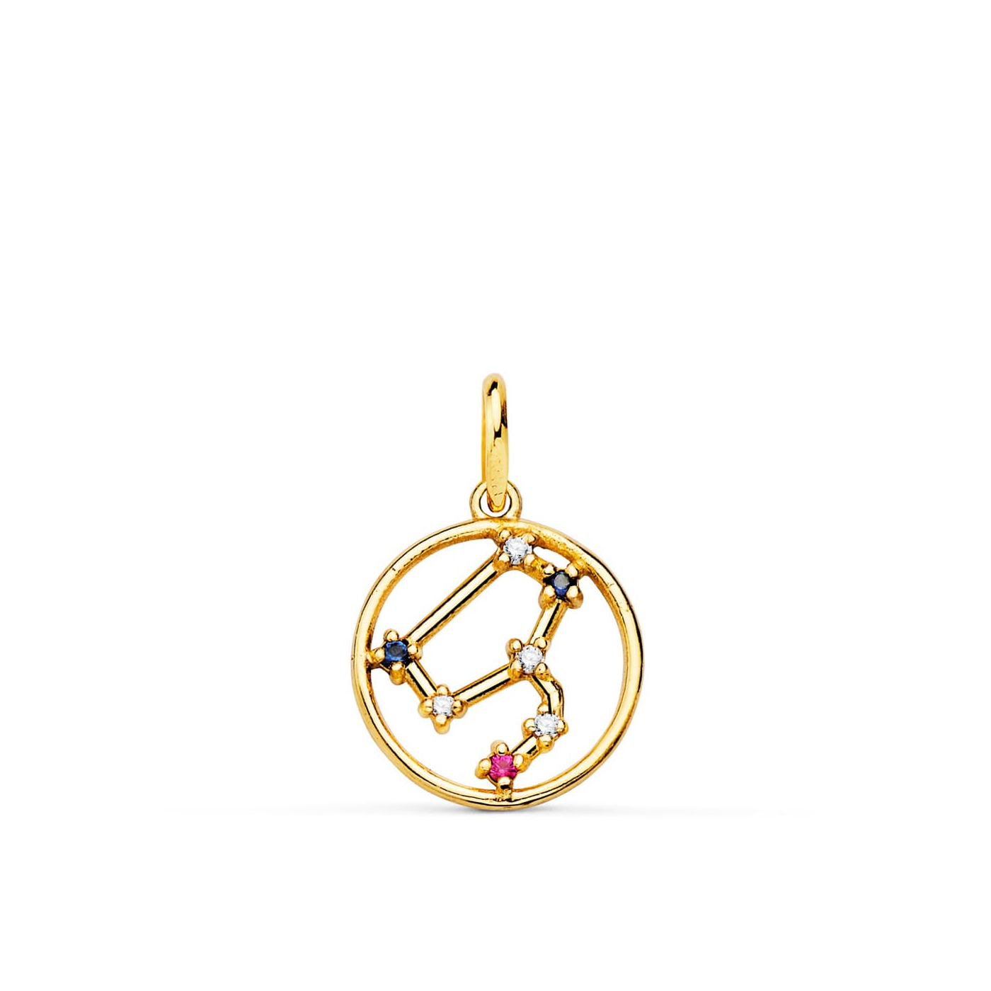 18K HOROSCOPO ORO AMARILLO LEO CONSTELACIONES CIRCONITA COLOR 12 MM 0