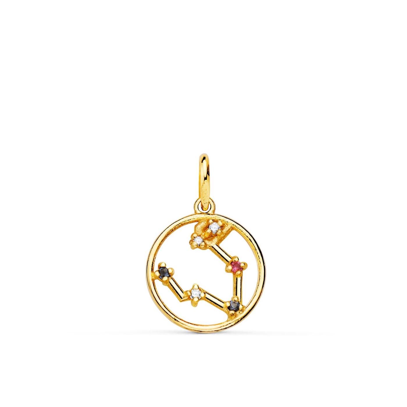 18K HOROSCOPO ORO AMARILLO PISCIS CONSTELACIONES CIRCONITA 12 MM 0