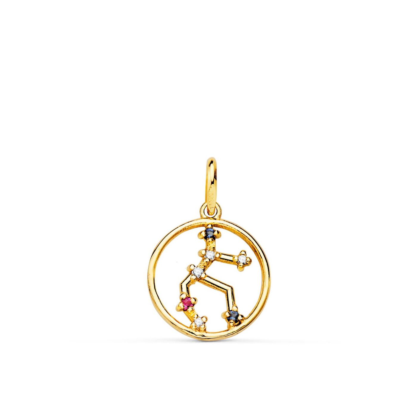18K HOROSCOPO ORO AMARILLO VIRGO CONSTELACIONES CIRCONITA COLOR 12 MM 0