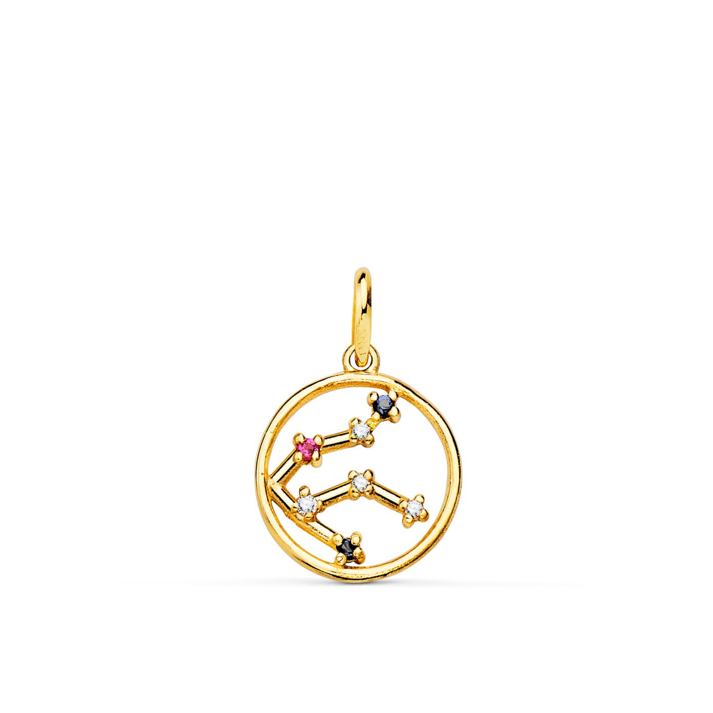 18K HOROSCOPO ORO AMARILLO ACUARIO CONSTELACIONES CIRCONITA 12 MM 0