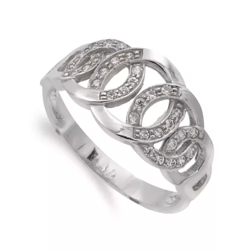 18K SORTIJA ORO BLANCO CON CIRCULOS BRILLO Y CIRCONITAS. ANCHO 10 MM 3