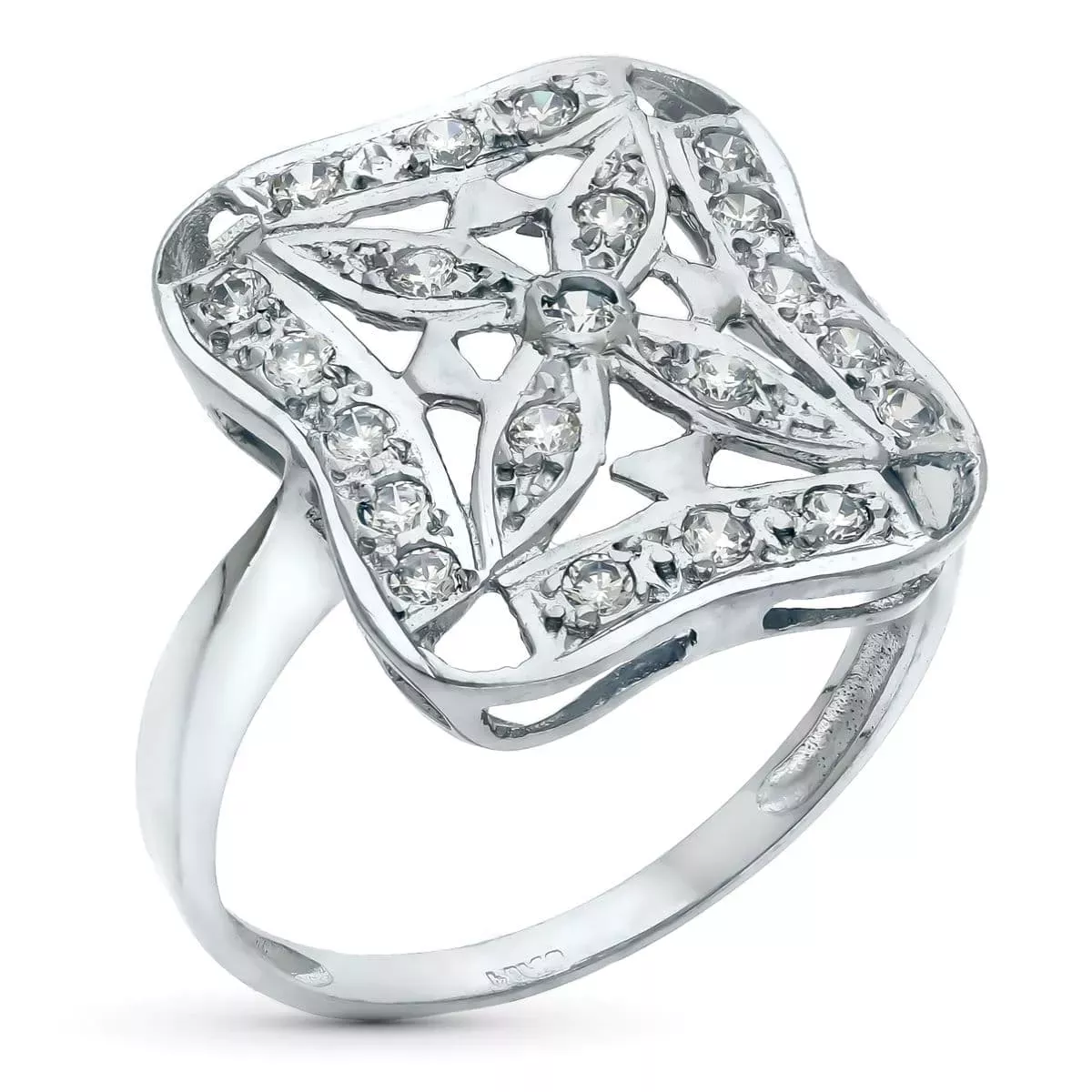 18K SORTIJA ORO BLANCO MOTIVO LANZADERA 17 X 15