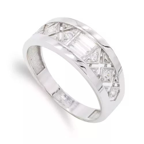 18K SORTIJA ORO BLANCO CIRCONITAS BAGUETTE. ANCHO: 8 MM 4