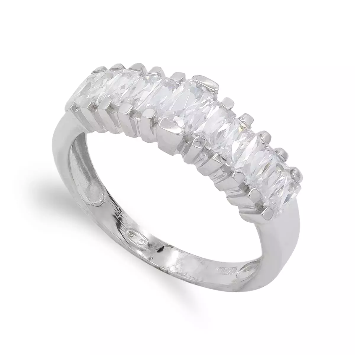 18K SORTIJA ORO BLANCO BARRAS EN ESCALERA CON CIRCONITAS. ANCHO: 6