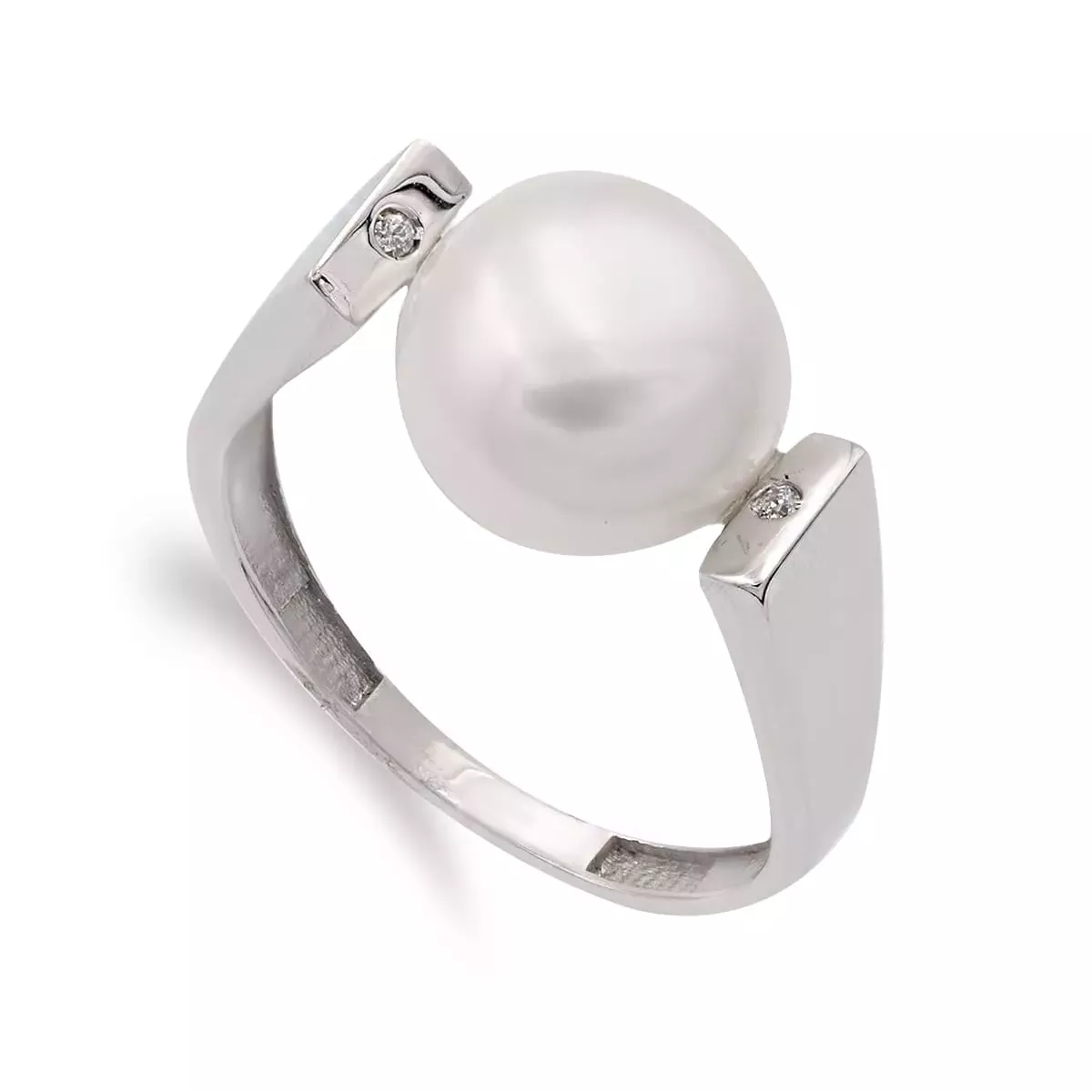 18K SORTIJA ORO BLANCO CON PERLA BARROCA Y CIRCONITAS. ANCHO: 11MM 3