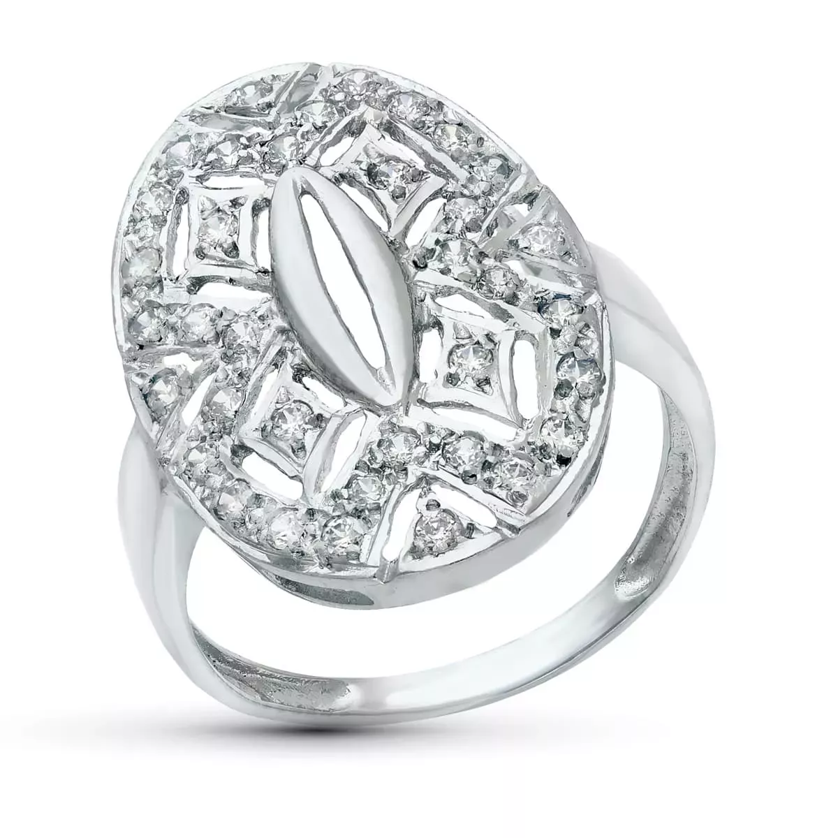 18K SORTIJA ORO BLANCO MOTIVO LANZADERA 23X15 MM CON CIRCONITAS. ANCHO: 23 MM 4