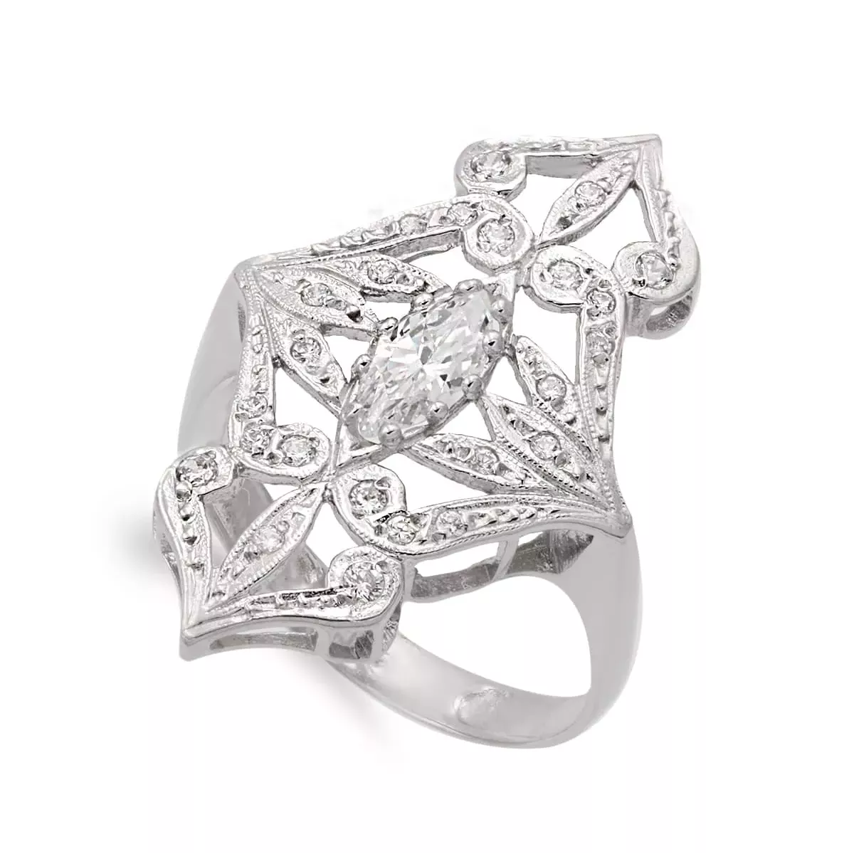 18K SORTIJA ORO BLANCO LANZADERA CON CIRCONITAS. ANCHO: 29 MM 4