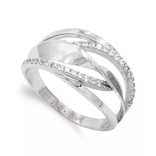 18K SORTIJA ORO BLANCO CALADA CON CIRCONITAS. ANCHO: 12 MM 4