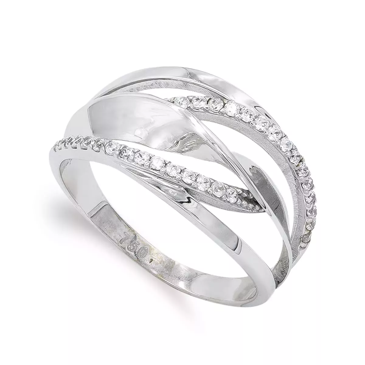 18K SORTIJA ORO BLANCO CALADA CON CIRCONITAS. ANCHO: 12 MM 4