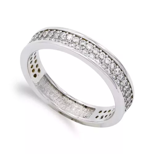 18K SORTIJA ORO BLANCO CON CIRCONITAS. ANCHO: 4