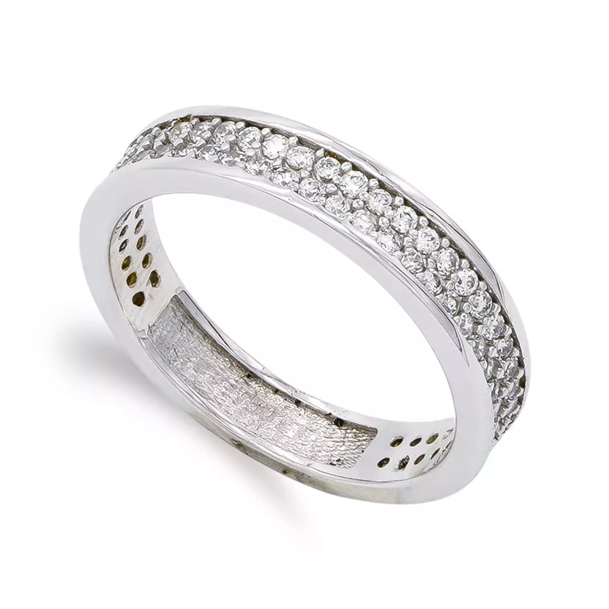 18K SORTIJA ORO BLANCO CON CIRCONITAS. ANCHO: 4