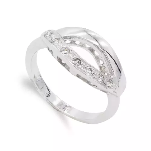 18K SORTIJA ORO BLANCO CON CIRCONITAS. ANCHO: 9