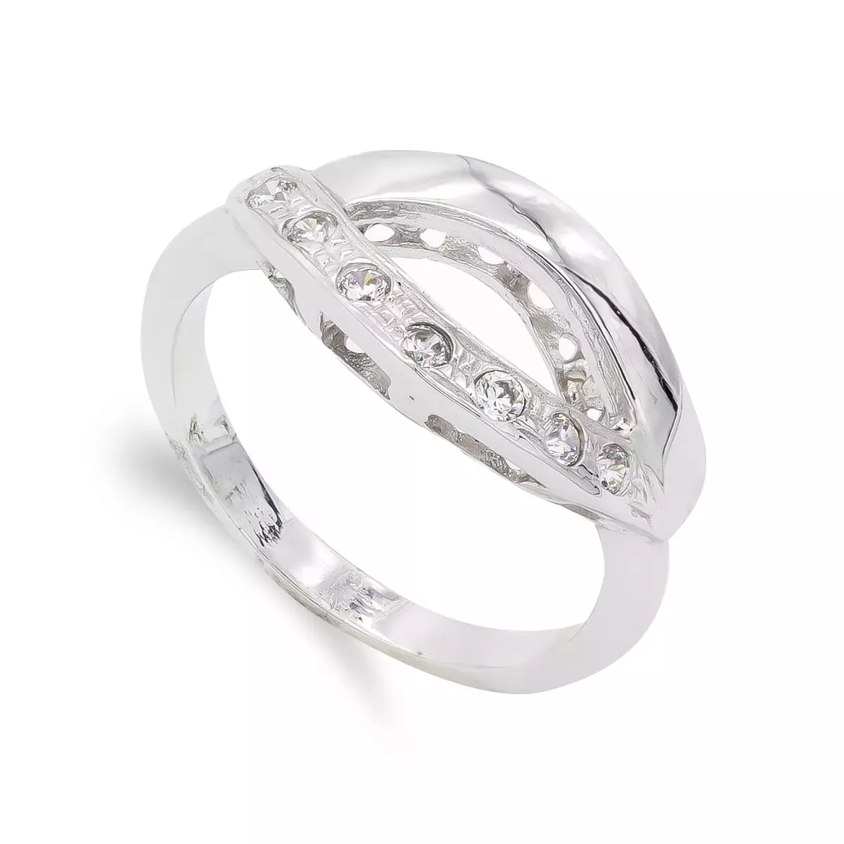 18K SORTIJA ORO BLANCO CON CIRCONITAS. ANCHO: 9