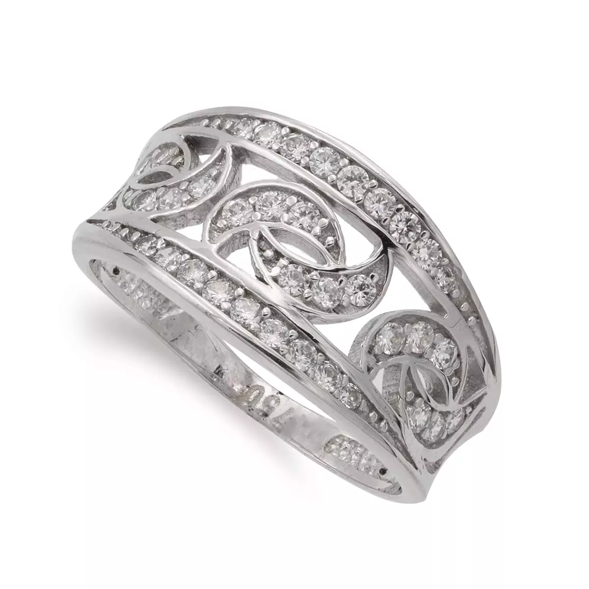 18K SORTIJA ORO BLANCO CON BANDAS Y CIRCONITAS. ANCHO 11 MM 4