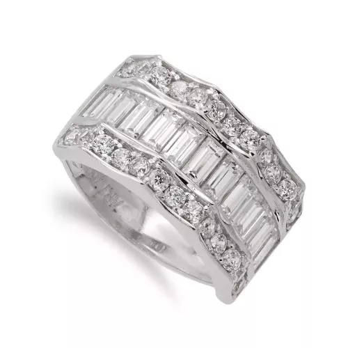 18K SORTIJA ORO BLANCO PIEDRAS Y CIRCONITAS. ANCHO 11 MM 5