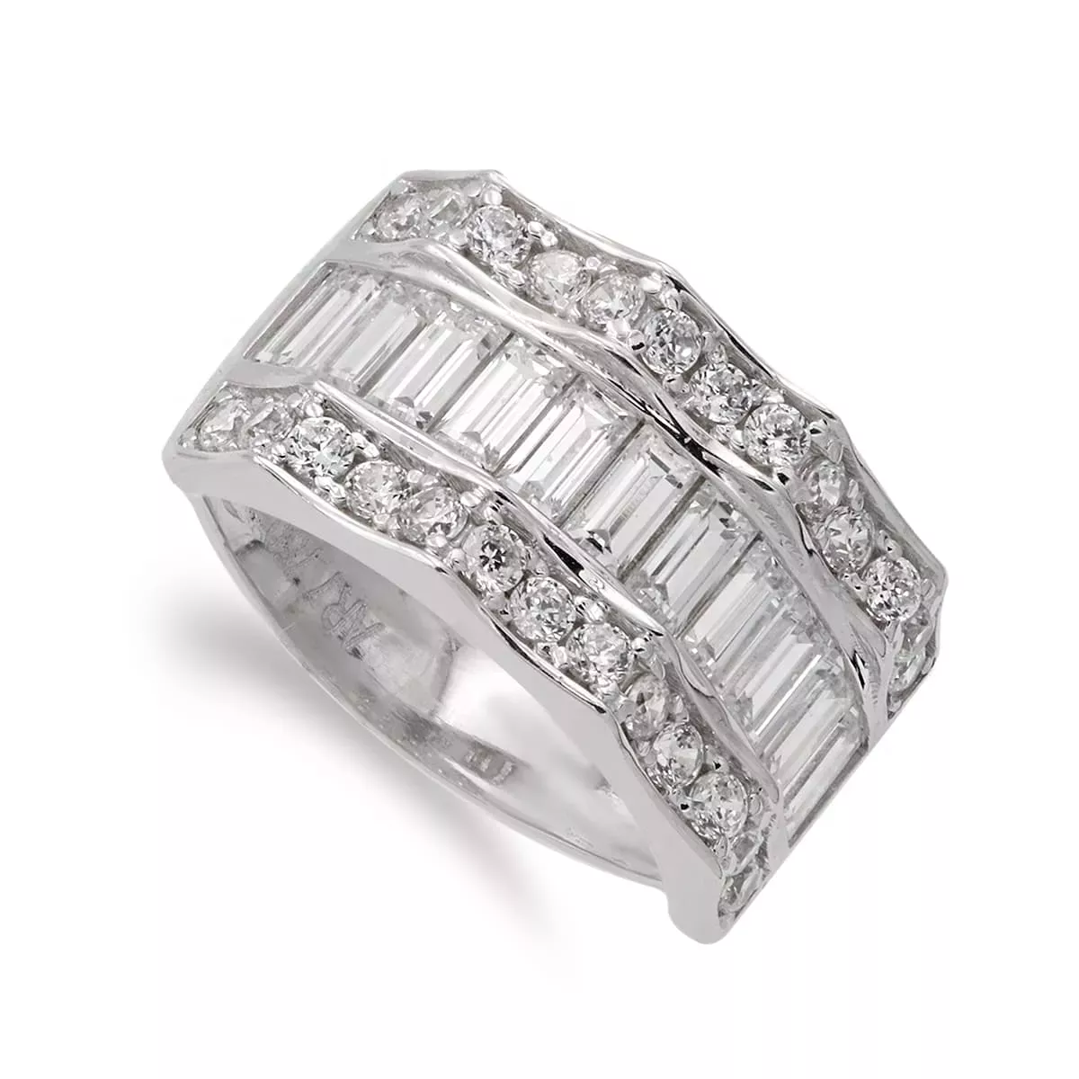 18K SORTIJA ORO BLANCO PIEDRAS Y CIRCONITAS. ANCHO 11 MM 5