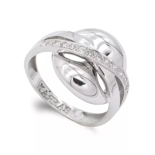 18K SORTIJA ORO BLANCO CON CIRCONITAS. ANCHO: 15