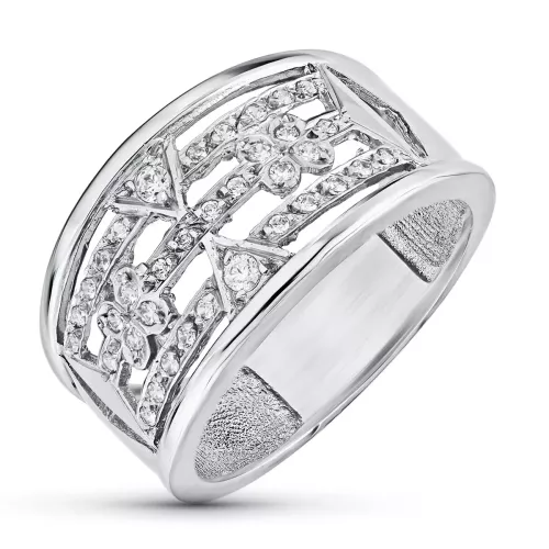 18K SORTIJA ORO BLANCO CALADA CON CIRCONITAS. ANCHO: 11