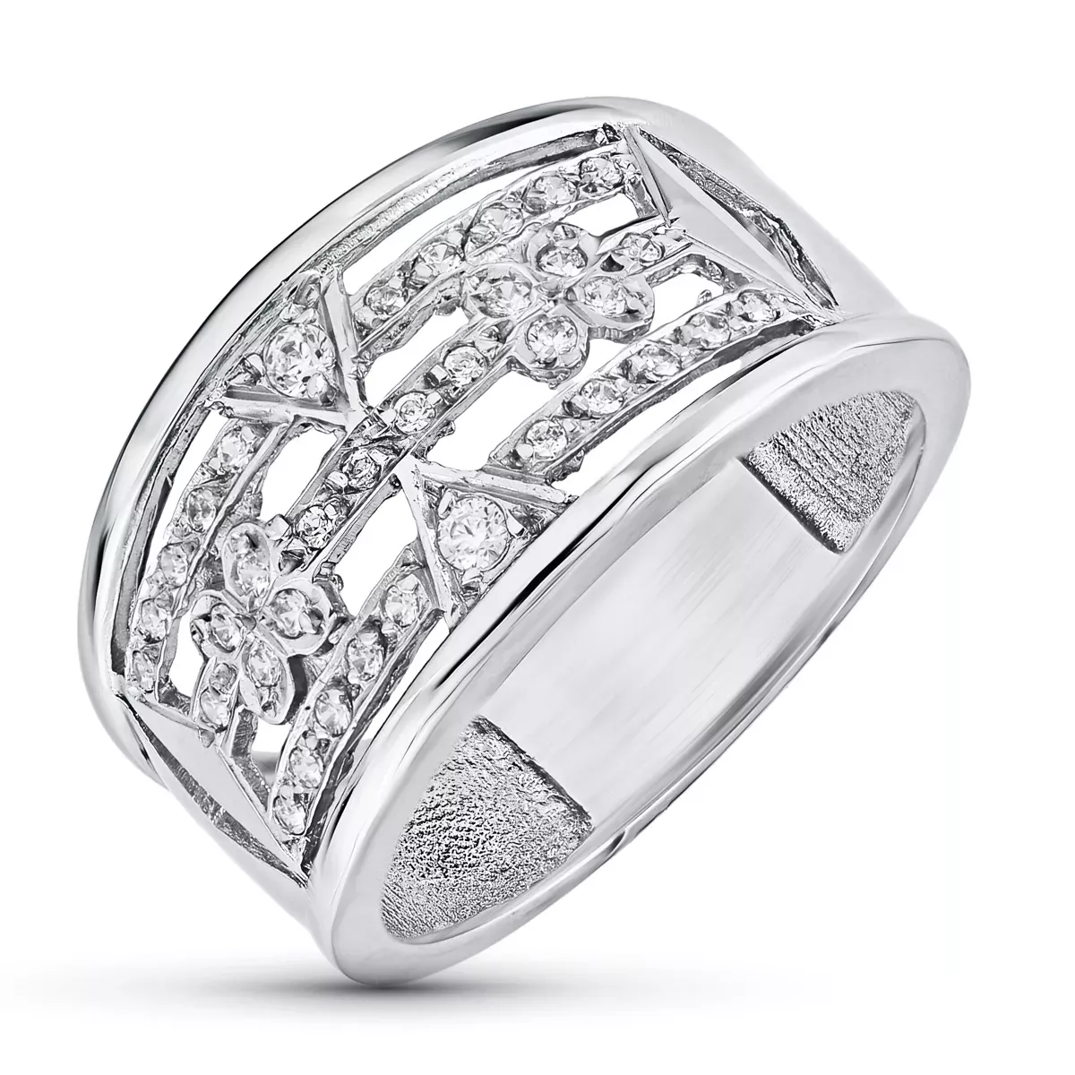 18K SORTIJA ORO BLANCO CALADA CON CIRCONITAS. ANCHO: 11