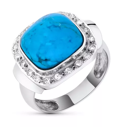 18K SORTIJA ORO BLANCO CON TURQUESA DE 12 MM Y CIRCONITAS. ANCHO: 17 MM 5