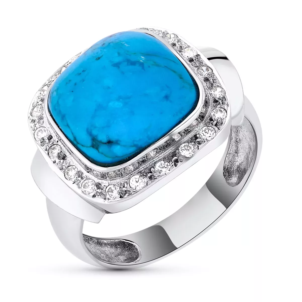 18K SORTIJA ORO BLANCO CON TURQUESA DE 12 MM Y CIRCONITAS. ANCHO: 17 MM 5