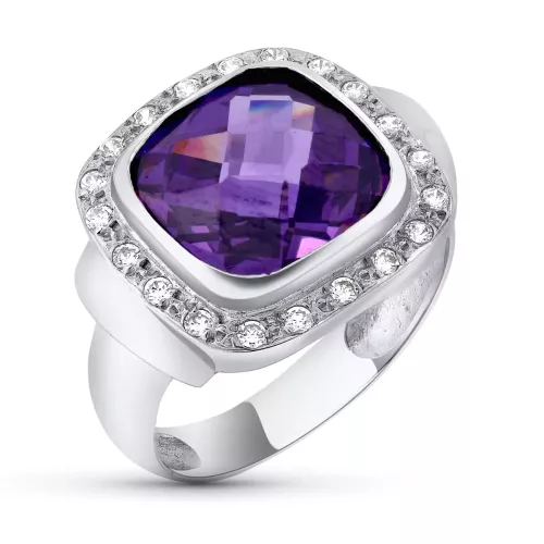 18K SORTIJA ORO BLANCO CON AMATISTA DE 12 MM Y CIRCONITAS. ANCHO: 17 MM 5