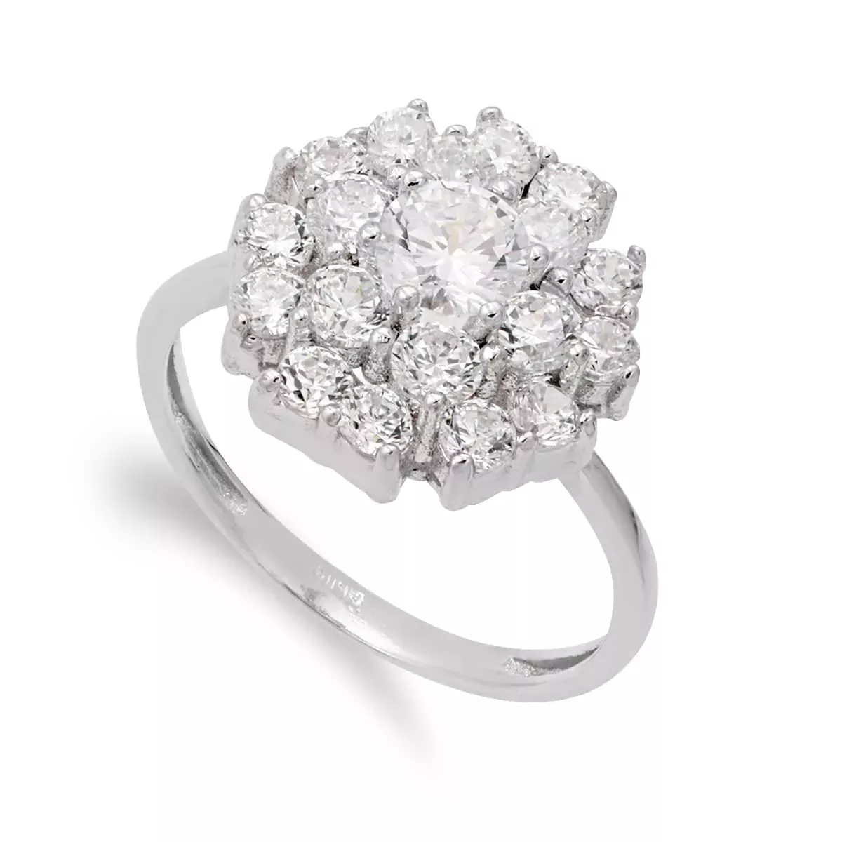 18K SORTIJA ORO BLANCO CUAJO PIÑA CON CIRCONITAS. ANCHO: 14 MM 5