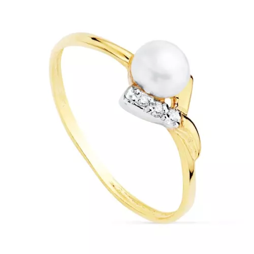 18K SORTIJA ORO BICOLOR CON PERLA 4